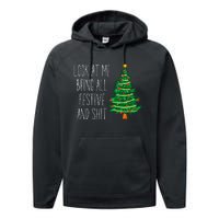 Funny Vintage Xmas Look At Me Being All Festive And Shit Performance Fleece Hoodie