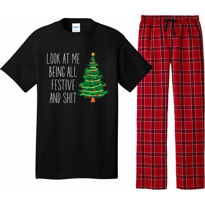 Funny Vintage Xmas Look At Me Being All Festive And Shit Pajama Set