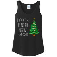 Funny Vintage Xmas Look At Me Being All Festive And Shit Ladies Essential Tank