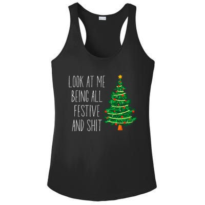 Funny Vintage Xmas Look At Me Being All Festive And Shit Ladies PosiCharge Competitor Racerback Tank