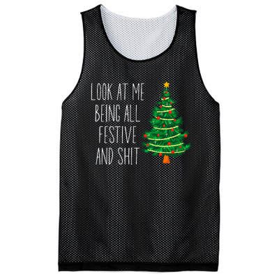 Funny Vintage Xmas Look At Me Being All Festive And Shit Mesh Reversible Basketball Jersey Tank