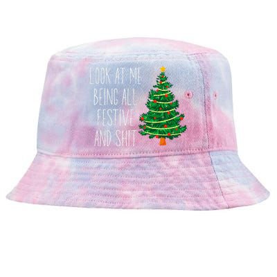 Funny Vintage Xmas Look At Me Being All Festive And Shit Tie-Dyed Bucket Hat