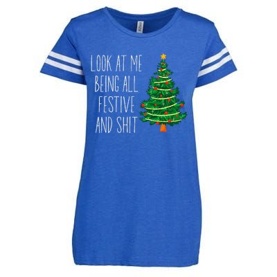 Funny Vintage Xmas Look At Me Being All Festive And Shit Enza Ladies Jersey Football T-Shirt