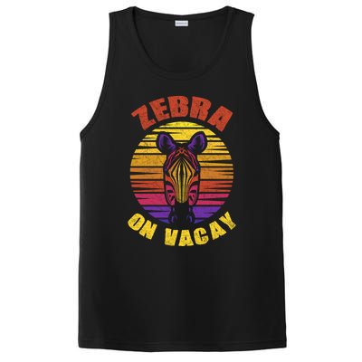 Funny Vintage Zebra On Vacay Mode Summer Vacation Vibes Tee Funny Gift PosiCharge Competitor Tank