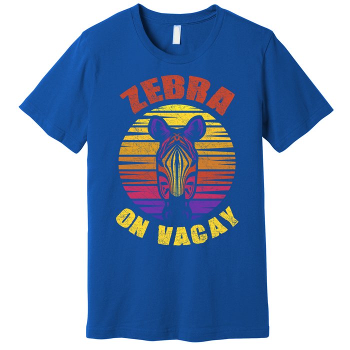 Funny Vintage Zebra On Vacay Mode Summer Vacation Vibes Tee Funny Gift Premium T-Shirt