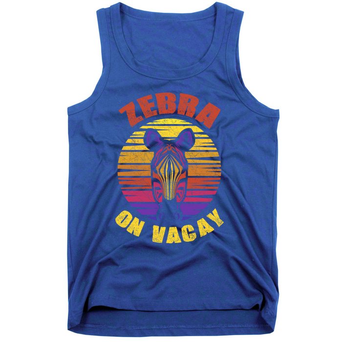 Funny Vintage Zebra On Vacay Mode Summer Vacation Vibes Tee Funny Gift Tank Top