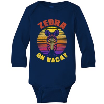 Funny Vintage Zebra On Vacay Mode Summer Vacation Vibes Tee Funny Gift Baby Long Sleeve Bodysuit