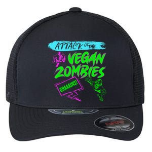 Funny Vegan Zombies Vegetarian Vegan Day Vegetables Gift Flexfit Unipanel Trucker Cap