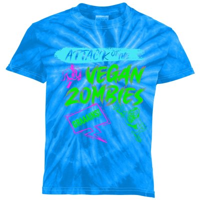 Funny Vegan Zombies Vegetarian Vegan Day Vegetables Gift Kids Tie-Dye T-Shirt