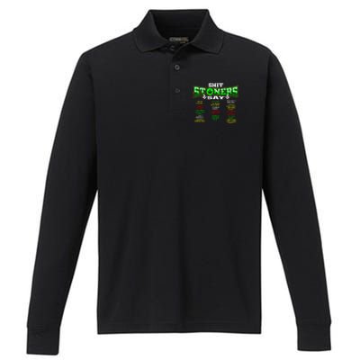 Funny Weed 420 Pot Smoker Stoner Humor Cannabis Gift Performance Long Sleeve Polo