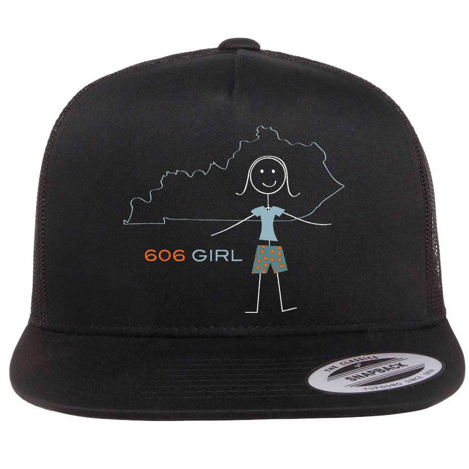 Funny Wos 606 Area Code Ky Kentucky Souvenir Flat Bill Trucker Hat