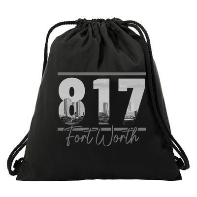 Fort Worth 817 Area Code Skyline Texas Pride Vintage Drawstring Bag