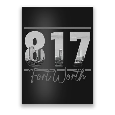 Fort Worth 817 Area Code Skyline Texas Pride Vintage Poster