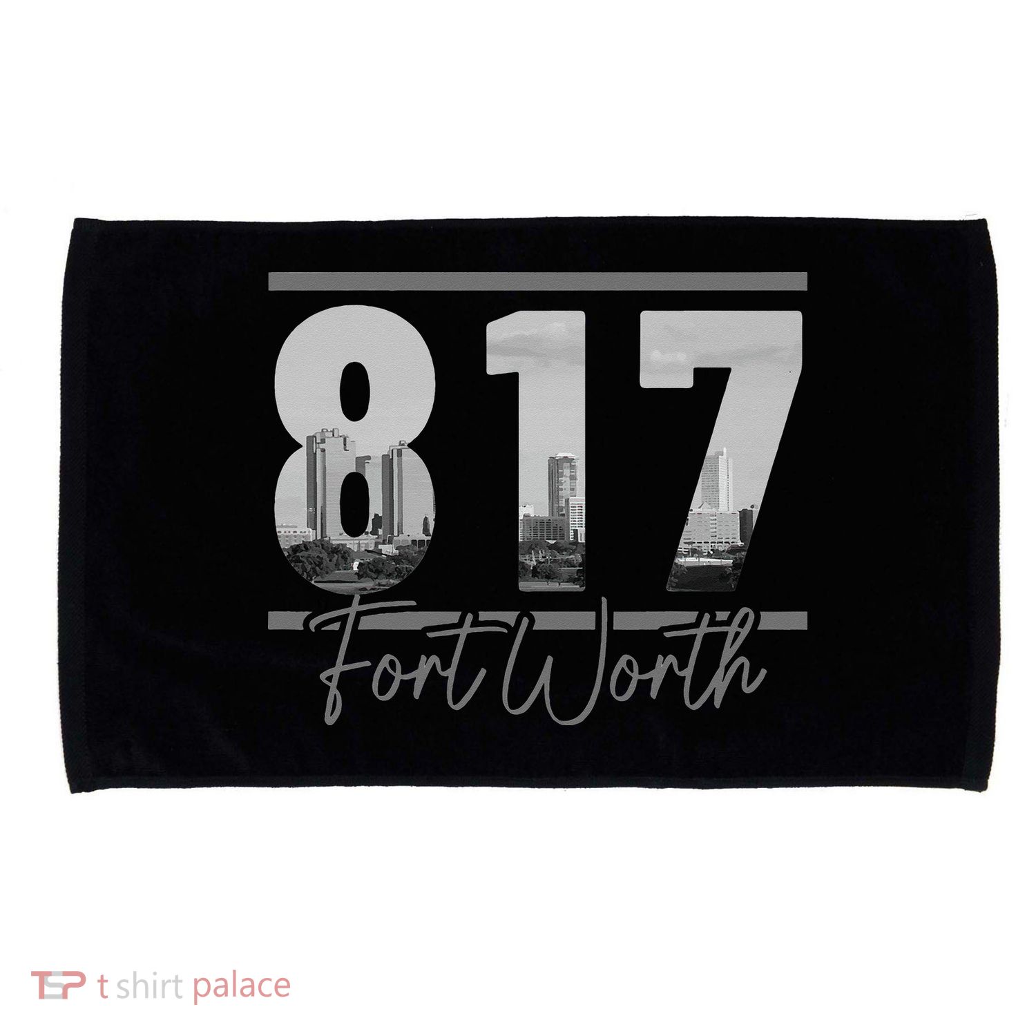 Fort Worth 817 Area Code Skyline Texas Pride Vintage Microfiber Hand Towel