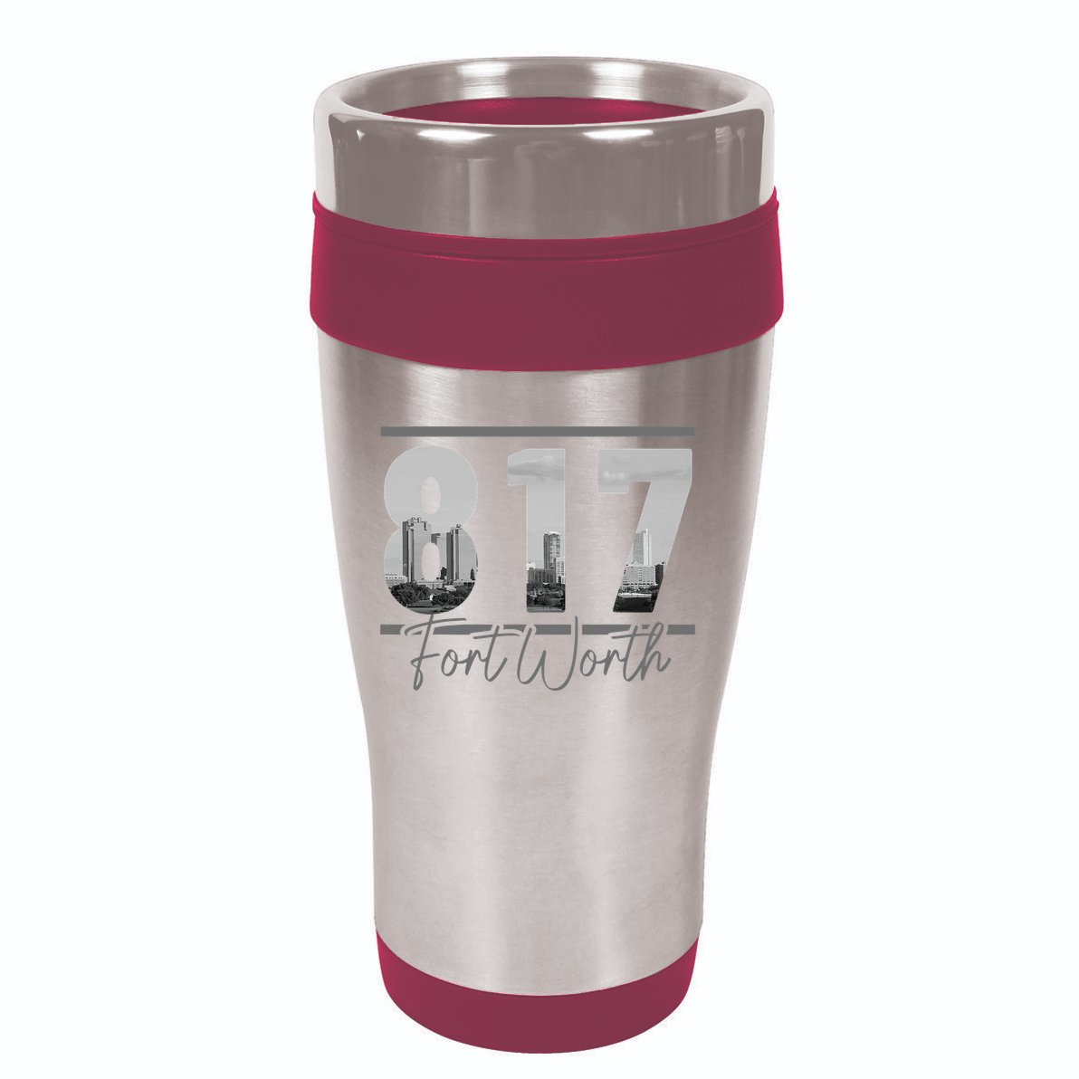 Fort Worth 817 Area Code Skyline Texas Pride Vintage 16oz Travel Tumbler