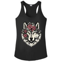 Floral Wolf Animal Cute Botanical Wolf Flowers Wolf Lovers Ladies PosiCharge Competitor Racerback Tank