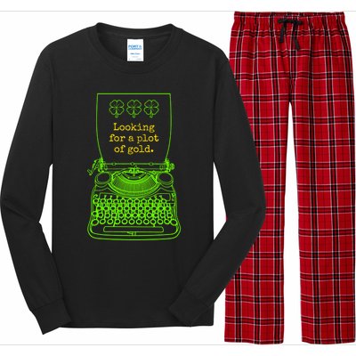 Funny Writer Author Novelist St Patricks Day Plot Of Gold Gift Long Sleeve Pajama Set