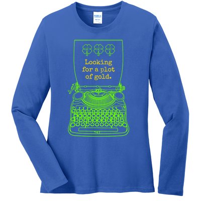 Funny Writer Author Novelist St Patricks Day Plot Of Gold Gift Ladies Long Sleeve Shirt