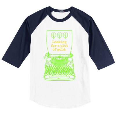 Funny Writer Author Novelist St Patricks Day Plot Of Gold Gift Baseball Sleeve Shirt