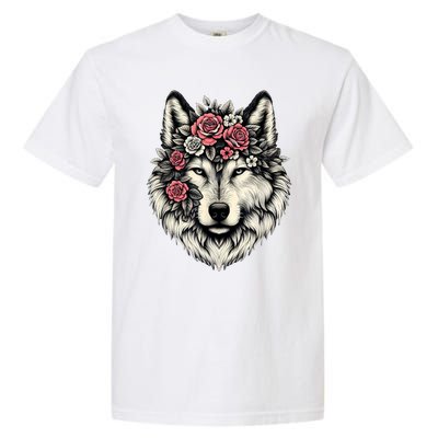 Floral Wolf Animal Cute Botanical Wolf Flowers Wolf Lovers Garment-Dyed Heavyweight T-Shirt