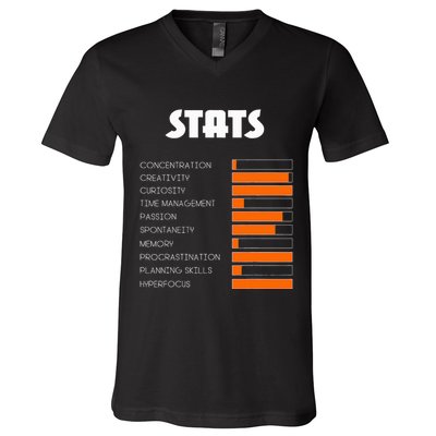 For With Adhd Stats Neurodiversity Awareness V-Neck T-Shirt