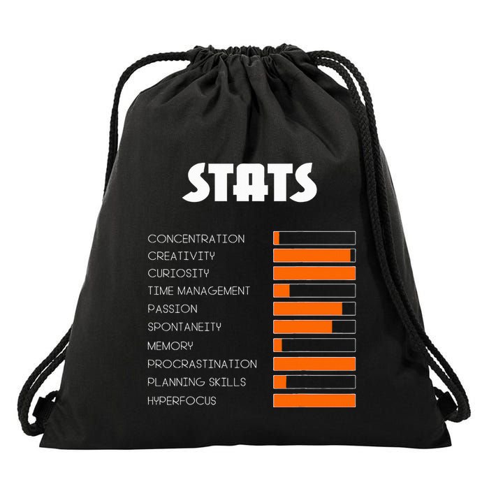 For With Adhd Stats Neurodiversity Awareness Drawstring Bag