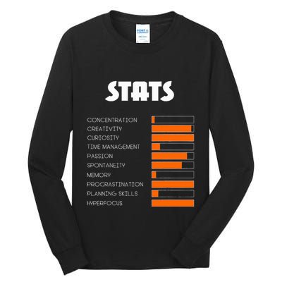 For With Adhd Stats Neurodiversity Awareness Tall Long Sleeve T-Shirt