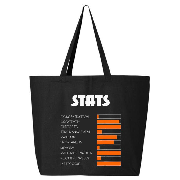 For With Adhd Stats Neurodiversity Awareness 25L Jumbo Tote
