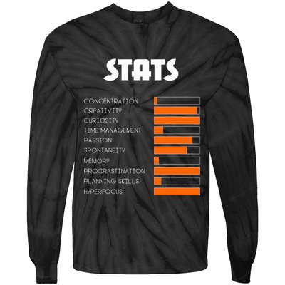 For With Adhd Stats Neurodiversity Awareness Tie-Dye Long Sleeve Shirt