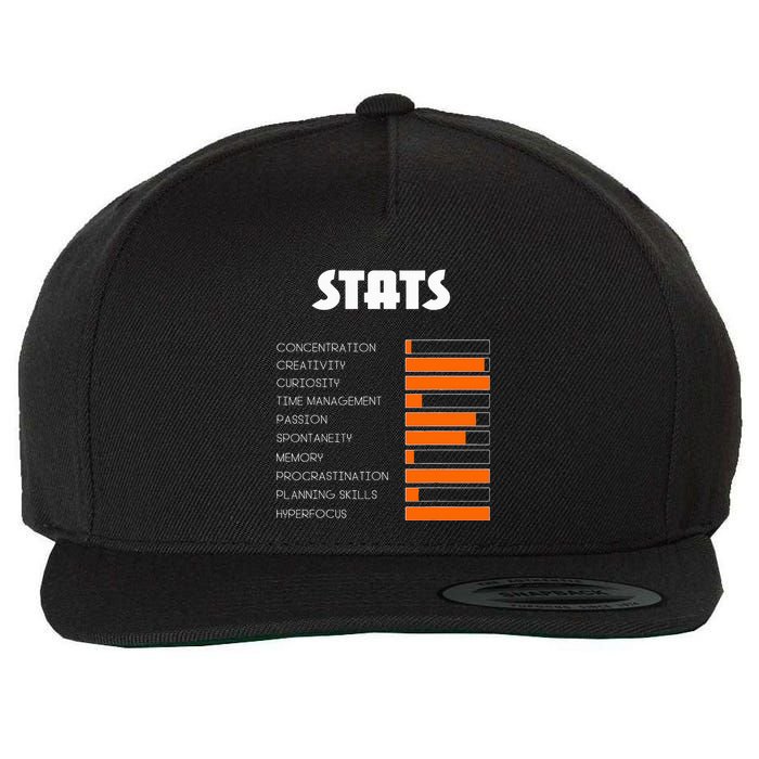 For With Adhd Stats Neurodiversity Awareness Wool Snapback Cap