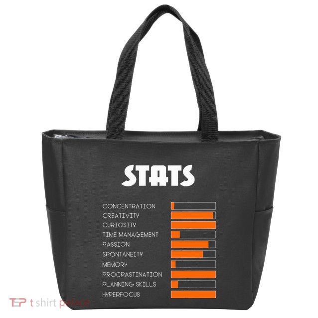 For With Adhd Stats Neurodiversity Awareness Zip Tote Bag