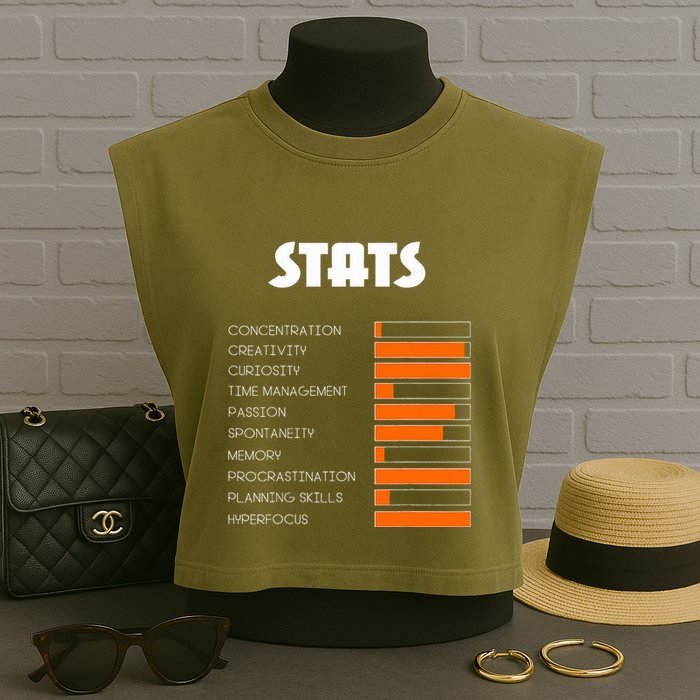 For With Adhd Stats Neurodiversity Awareness Garment-Dyed Women's Muscle Tee