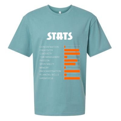 For With Adhd Stats Neurodiversity Awareness Sueded Cloud Jersey T-Shirt