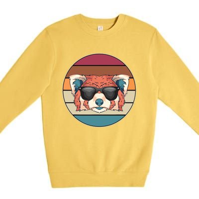 Funny Wild Animal Zoo Keeper Gift Retro Sunglasses Red Panda Premium Crewneck Sweatshirt