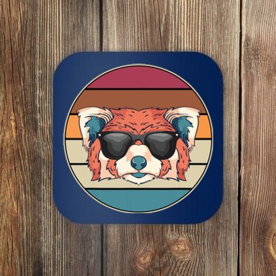 Funny Wild Animal Zoo Keeper Gift Retro Sunglasses Red Panda Coaster