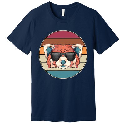 Funny Wild Animal Zoo Keeper Gift Retro Sunglasses Red Panda Premium T-Shirt