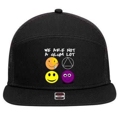 Funny We Are Not A Glum Lot Alcoholics Anonymous Recovery Cool Gift 7 Panel Mesh Trucker Snapback Hat