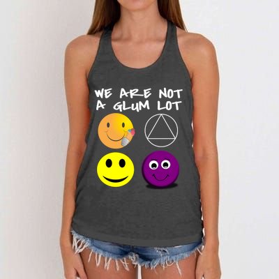 Funny We Are Not A Glum Lot Alcoholics Anonymous Recovery Cool Gift Women's Knotted Racerback Tank