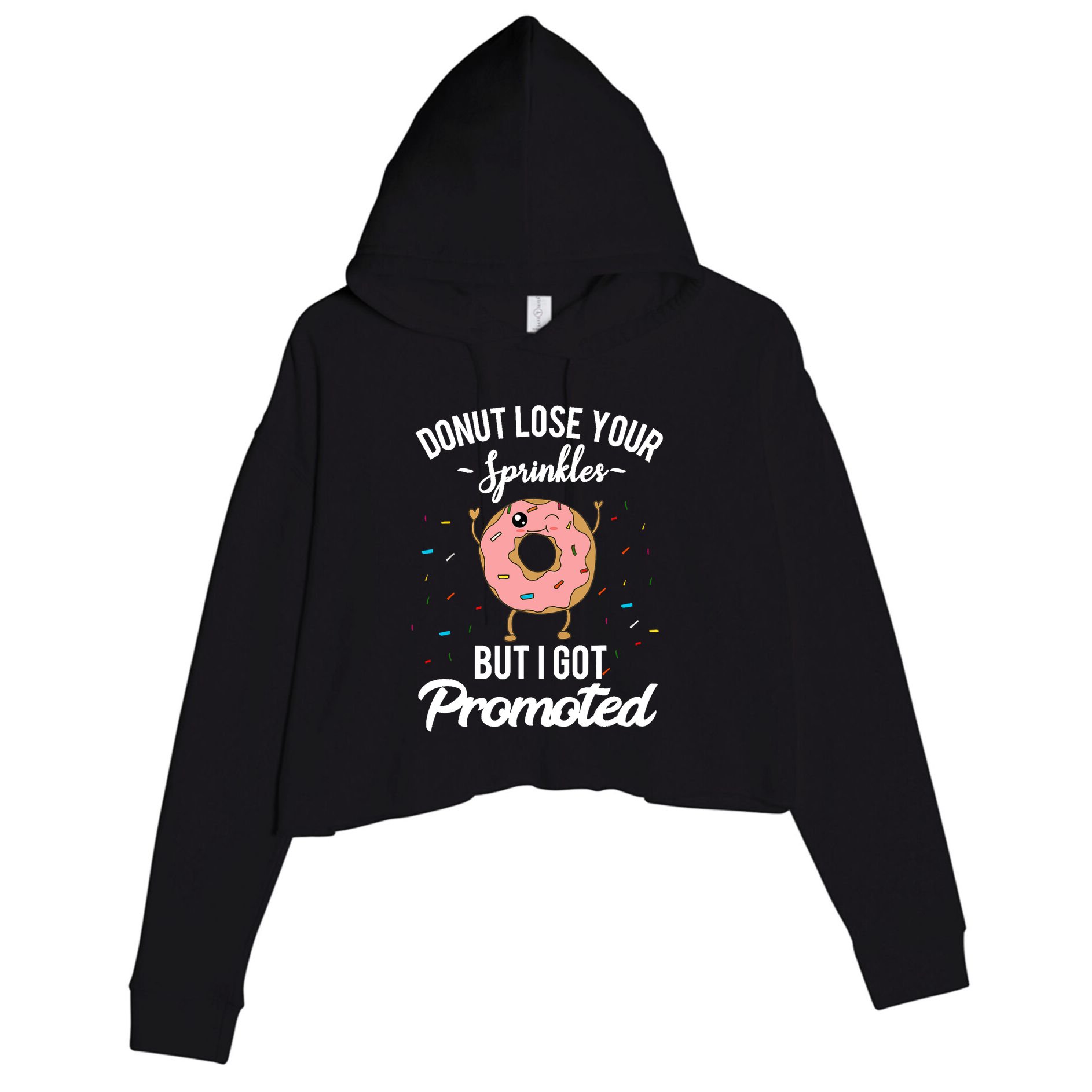 Funny Worker Appreciation I Got Promoted Job Promotion Crop Fleece Hoodie