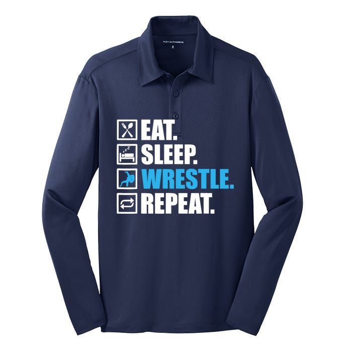 Funny Wrestling Art For Wrestle Athlete Wrestling Silk Touch Performance Long Sleeve Polo