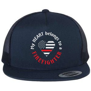 Firefighter Wife American Flag Fire Thin Red Line Fire Gift Flat Bill Trucker Hat