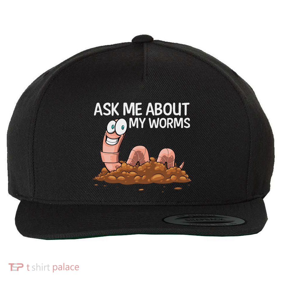 Funny Worm Art For Women Worm Farming Composting Casting Wool Snapback Cap