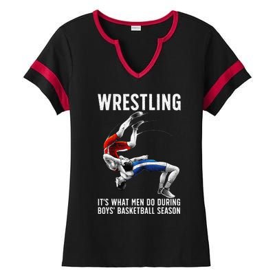 Funny Wrestling Art For Wrestling Athlete Ladies Halftime Notch Neck Tee