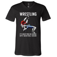 Funny Wrestling Art For Wrestling Athlete V-Neck T-Shirt