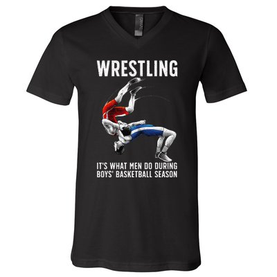 Funny Wrestling Art For Wrestling Athlete V-Neck T-Shirt