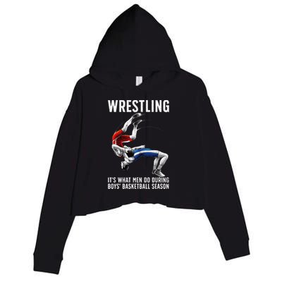 Funny Wrestling Art For Wrestling Athlete Crop Fleece Hoodie