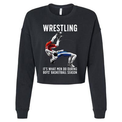 Funny Wrestling Art For Wrestling Athlete Cropped Pullover Crew