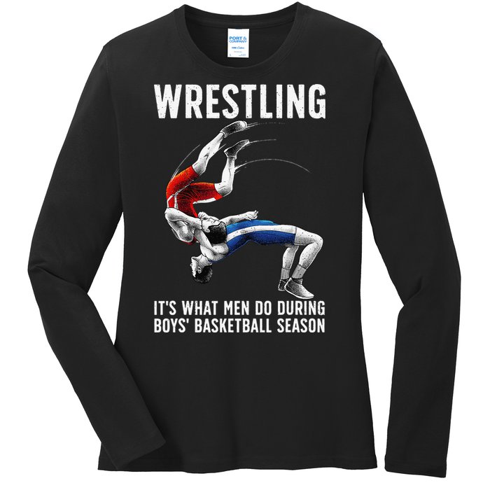 Funny Wrestling Art For Wrestling Athlete Ladies Long Sleeve Shirt