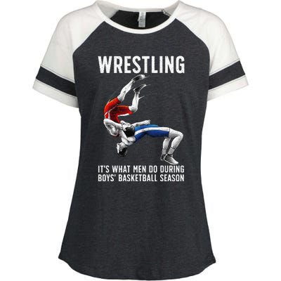 Funny Wrestling Art For Wrestling Athlete Enza Ladies Jersey Colorblock Tee