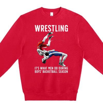 Funny Wrestling Art For Wrestling Athlete Premium Crewneck Sweatshirt